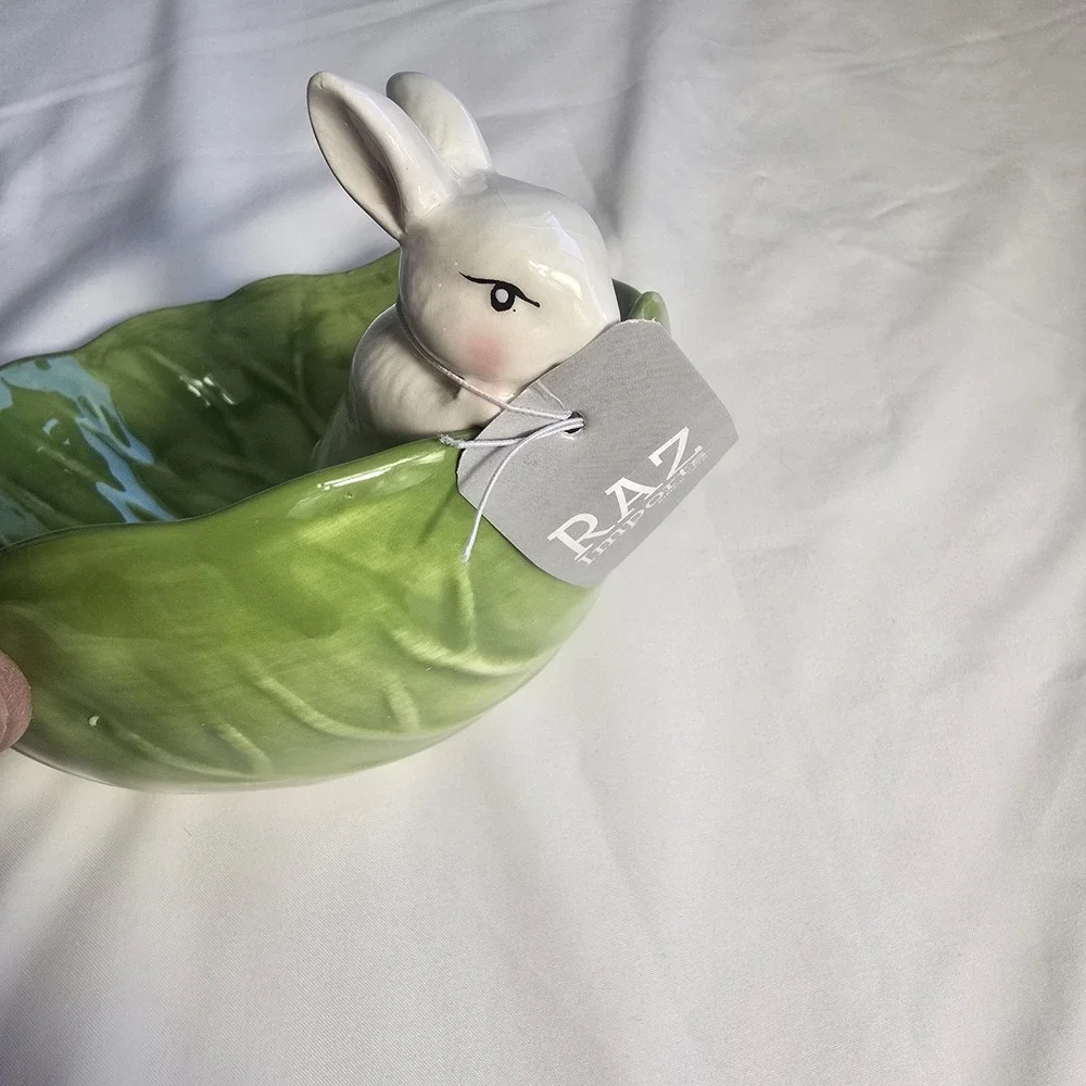 RAZ IMPORTS CARROT PATCH - CABBAGE BUNNY BOWL - 2 1/2